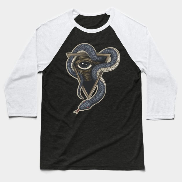 Esoteric Serpent with all seeing eye Baseball T-Shirt by KennefRiggles